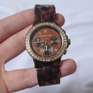 Michael Kors Tortoiseshell Watch w/ Crystal Detail